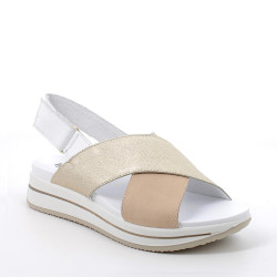 SANDALO CON ZEPPA IGI&CO DONNA NABUK CAPRA BEIGE PLATINO 5677522