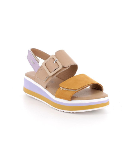 SANDALO CON ZEPPA IGI&CO DONNA PELLE SINTETICA SENAPE/BEIGE 5685433