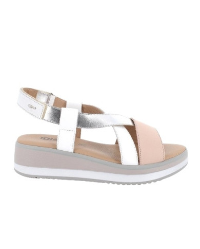 SANDALO CON ZEPPA IGI&CO DONNA PELLE SINTETICA BIANCO/ARGENTO 5685311