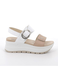 SANDALO CON ZEPPA IGI&CO DONNA VIT.PERG/NAPPA  CASTORO/BIANCO 7677600