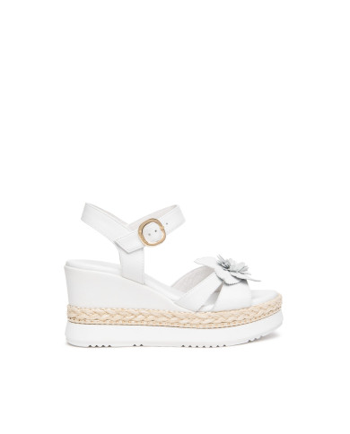 SANDALO CON ZEPPA NEROGIARDINI DONNA LOIRA BIANCO LOIRA BIANCO PU.MONOD.BAGHERIA E616012D/707  