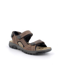 SANDALO IGI&CO UOMO PELLE/TESSUTO TRIVELCRO MARRONE 5642622