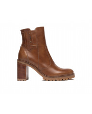 TRONCHETTI  NEROGIARDINI DONNA IN PELLE COLORE CUOIO ZIP TACCO 9CM I308981D/400