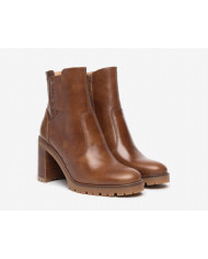 TRONCHETTI  NEROGIARDINI DONNA IN PELLE COLORE CUOIO ZIP TACCO 9CM I308981D/400