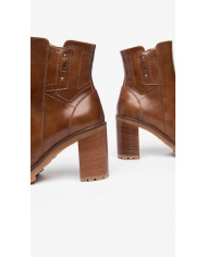 TRONCHETTI  NEROGIARDINI DONNA IN PELLE COLORE CUOIO ZIP TACCO 9CM I308981D/400