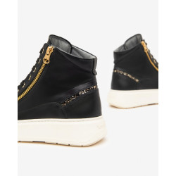 SNEAKERS ALTA NEROGIARDINI DONNA GUANTO NERO T.GLITTER  GONZAGA  I411601D/100