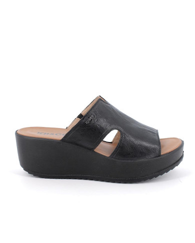 SANDALO CON ZEPPA IGI&CO DONNA  CAPRA TAMPONATA NERO 7665900