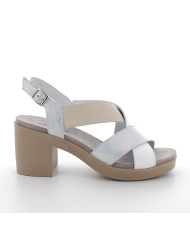 SANDALO CON TACCO IGI&CO DONNA VIT.LAM.FOG/CAP ARGENTO/BIANCO TACCO 6,8CM 7674155
