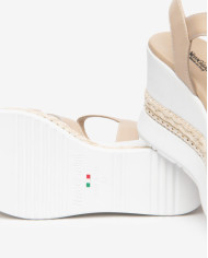 SANDALO CON ZEPPA NEROGIARDINI DONNA TAMIGI LINO PU.MONOD.BAGHERIA E616012D/453