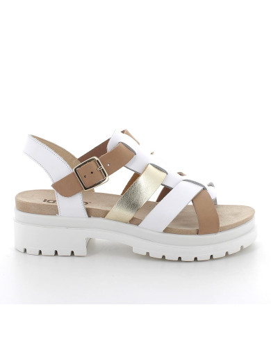 SANDALO CON TACCO IGI&CO VITEL. SCIROCCO BIANCO/BEIGE TACCO 3,7CM 7672100