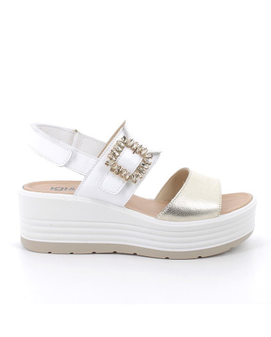 SANDALO CON ZEPPA IGI&CO DONNA  FIO.BO.OME/NAPP PLATINO/BIANCO 7667322