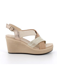 SANDALO CON ZEPPA IGI&CO DONNA  SI.DUBAI  PLATINO/SABBIA ZEPPA 7,7CM 7671122