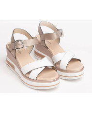 SANDALO CON ZEPPA NEROGIARDINI DONNA BIANCO E218737D/707