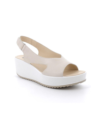 SANDALO CON ZEPPA IGI&CO DONNA CAPRA TAMPONATA PANNA 7666033