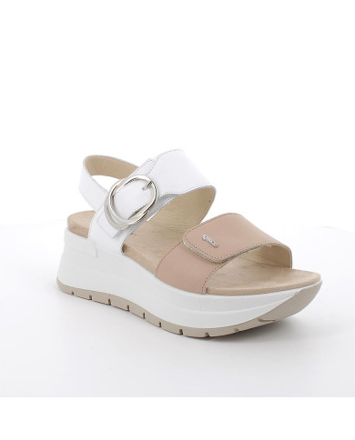 SANDALO CON ZEPPA IGI&CO DONNA VIT.PERG/NAPPA  CASTORO/BIANCO 7677600