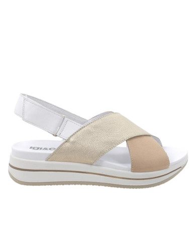 SANDALO CON ZEPPA IGI&CO DONNA NABUK CAPRA BEIGE PLATINO 5677522