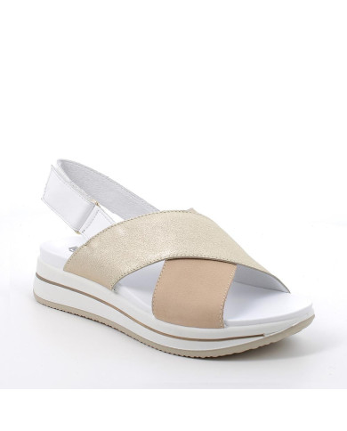 SANDALO CON ZEPPA IGI&CO DONNA NABUK CAPRA BEIGE PLATINO 5677522