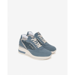 SNEAKERS NEROGIARDINI DONNA VELOUR AVIO T.LINO LUREX 06 AVIO OXIGEN GRIGIO SAUVAGE JEANS E615230D/203