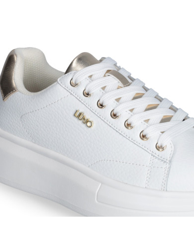 SNEAKERS LIU JO DONNA BABOL 01 - SNEAKER TUMBLED LEATHER/META WHITE/LIGHT GOLD BF5059PX748S1052 