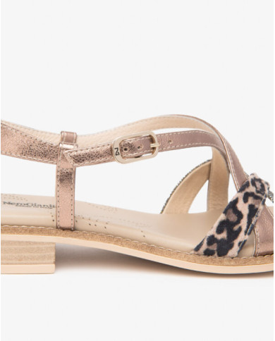 SANDALO CON TACCO NEROGIARDINI DONNA T.AIDA LEO BEIGE+IRI T.NOTTURNO RAME 639  ROCHER BISCOTTO E615892D/412