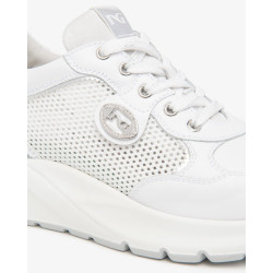 SNEAKERS NEROGIARDINI DONNA SKIPPER BIANCO T.NORA BIANCO 17 T.BRILL ARGENTO ETOILE ARGENTO E615180D/707