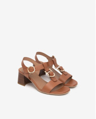 SANDALO CON TACCO NEROGIARDINI DONNA ARMENIA COGNAC TPU LOZZA FEN NATURALE TACCO 5,5CM E615870D/329