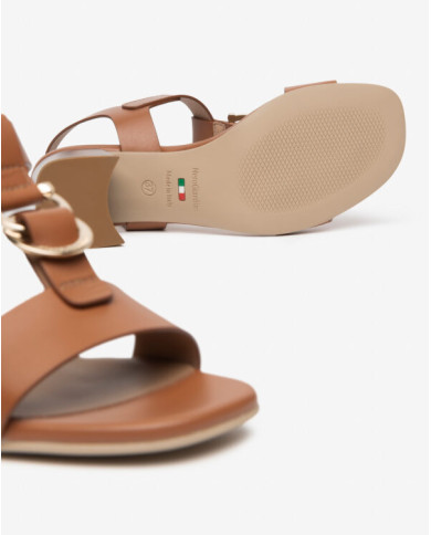 SANDALO CON TACCO NEROGIARDINI DONNA ARMENIA COGNAC TPU LOZZA FEN NATURALE TACCO 5,5CM E615870D/329