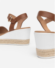 SANDALO CON ZEPPA NEROGIARDINI DONNA PELLE COGNAC TACCO 7CM E410650D/329