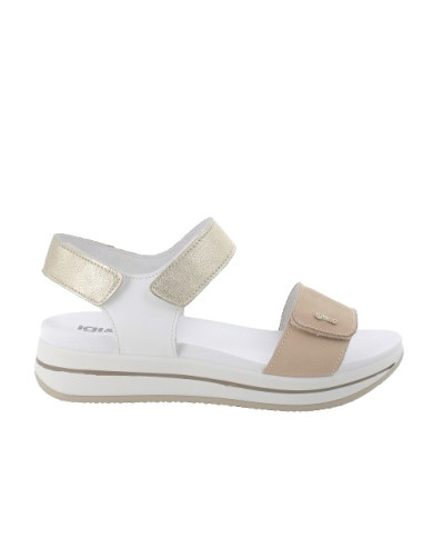 SANDALO CON ZEPPA IGI&CO DONNA NABUK CAPRA BEIGE/BIANCO 5677722