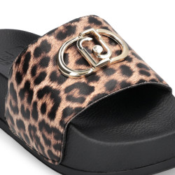 CIABATTE LIU JO DONNA MYKONOS 01 - SLIPPER PRINTED SPREADING LEOPARD BA6077EX022S19C1