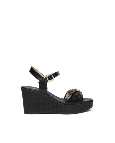 SANDALO CON ZEPPA NEROGIARDINI DONNA NAPPA PANDORA NERO PU.MONOD.GELA E615980D/100