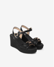 SANDALO CON ZEPPA NEROGIARDINI DONNA NAPPA PANDORA NERO PU.MONOD.GELA E615980D/100