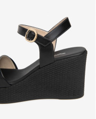 SANDALO CON ZEPPA NEROGIARDINI DONNA NAPPA PANDORA NERO PU.MONOD.GELA E615980D/100