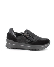 SNEAKERS  IGI&CO DONNA NERO LAMINATO IN PELLE ZIP 6673700