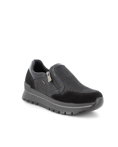 SNEAKERS  IGI&CO DONNA NERO LAMINATO IN PELLE ZIP 6673700