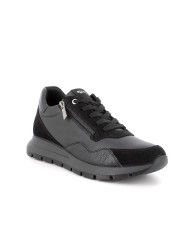 SNEAKERS DONNA NERO IN PELLE ZIP+LACCI 6672500