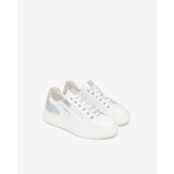 SNEAKERS NEROGIARDINI DONNA CILE BIANCO ZOUK SILVER VELOUR FIORDALISO VELOUR FEMME E615285D/707