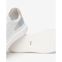 SNEAKERS NEROGIARDINI DONNA CILE BIANCO ZOUK SILVER VELOUR FIORDALISO VELOUR FEMME E615285D/707