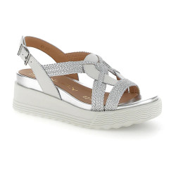 SANDALO CON ZEPPA STONEFLY DONNA PARKY 24 WEAVED/LTH CLOUD WHITE/SILVER METAL 220895 849