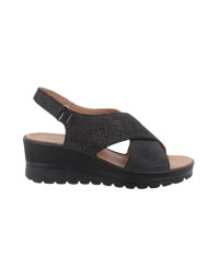 SANDALO CON ZEPPA IGI&CO DONNA PELLE LAMINATA NERO IRIDESCENTE 5667300