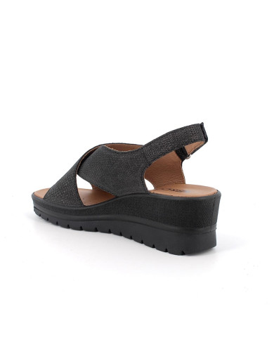 SANDALO CON ZEPPA IGI&CO DONNA PELLE LAMINATA NERO IRIDESCENTE 5667300