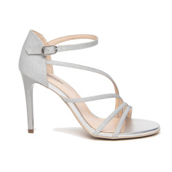 SANDALI CON TACCO NEROGIARDINI DONNA T.MICROGLITTER ARGEN TPU EGIZIA E307260DE/700