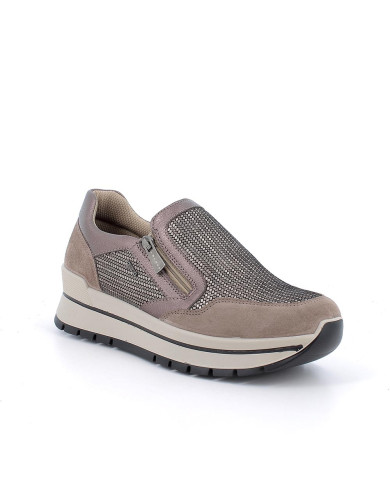 SNEAKERS  IGI&CO DONNA FANGO TAUPE LAMINATO IN PELLE ZIP 6673744