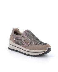 SNEAKERS  IGI&CO DONNA FANGO TAUPE LAMINATO IN PELLE ZIP 6673744