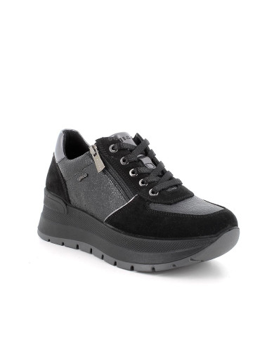 SNEAKERS CON ZEPPA IGI&CO DONNA NERO/LAMINATO IN PELLE 6675200