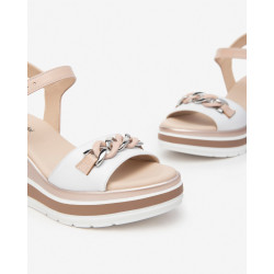 SANDALO CON ZEPPA NEROGIARDINI DONNA LOIRA BIANCO ARMENIA CIPRIA POLI.USSITA E410530D/707