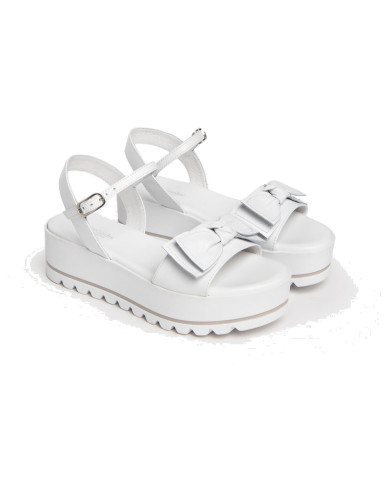 SANDALI CON ZEPPA NEROGIARDINI DONNA LOIRA BIANCO PU.OSSANA E307832D/707