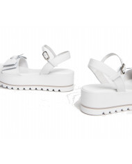 SANDALI CON ZEPPA NEROGIARDINI DONNA LOIRA BIANCO PU.OSSANA E307832D/707