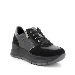 SNEAKERS CON ZEPPA IGI&CO DONNA NERO/LAMINATO IN PELLE 6675200