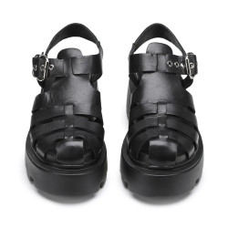 SANDALO CULT DONNA NEW ROCK 3657 SANDAL W LEATHER BLACK CLW365700